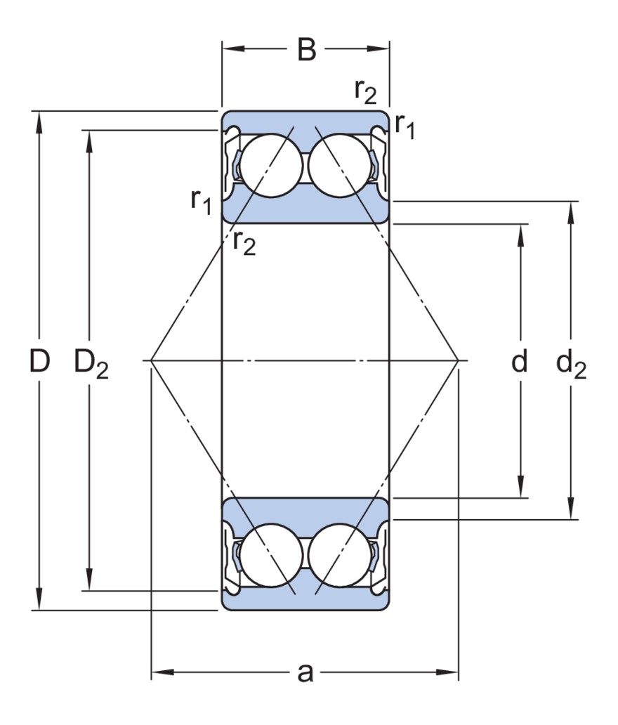 Двухрядный радиально-упорный шарикоподшипник с уплотнениями с обеих сторон