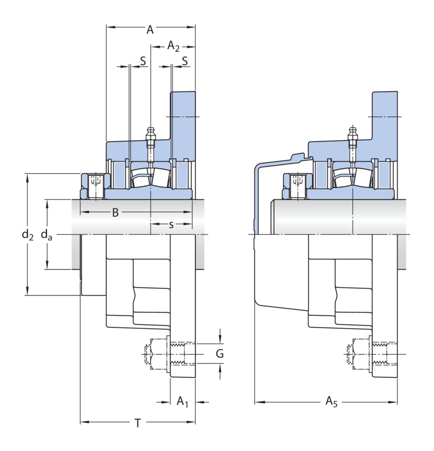 Фланцевый роликоподшипниковый узел с литым корпусом