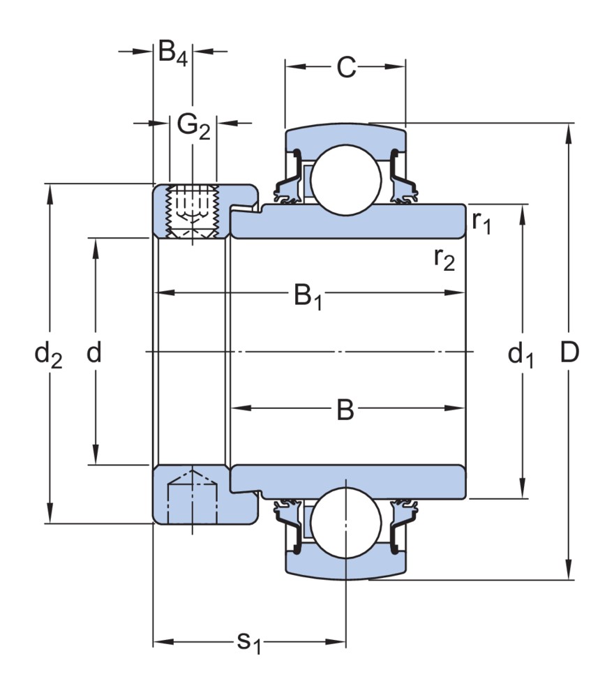 Корпусный подшипник с эксцентриковым стопорным кольцом и широким внутренним кольцом
