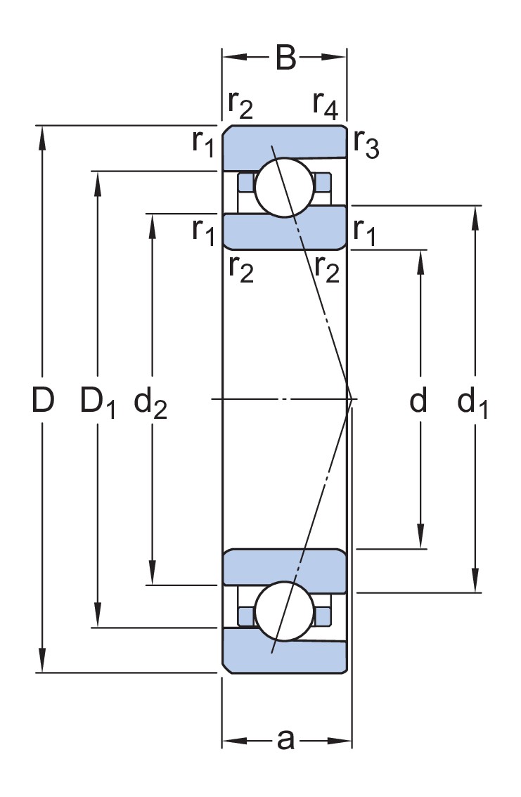 Прецизионный высокоскоростной универсальный однорядный радиально-упорный шарикоподшипник типа E