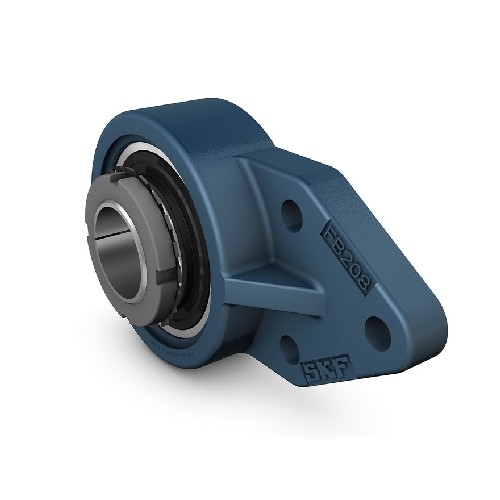 шарикоподшипниковый узел с фланцем с тремя крепёжными болтами, с широким внутренним кольцом и фиксацией при помощи закрепительной втулки, чугун, стандарты jis ukfb 207 k/h