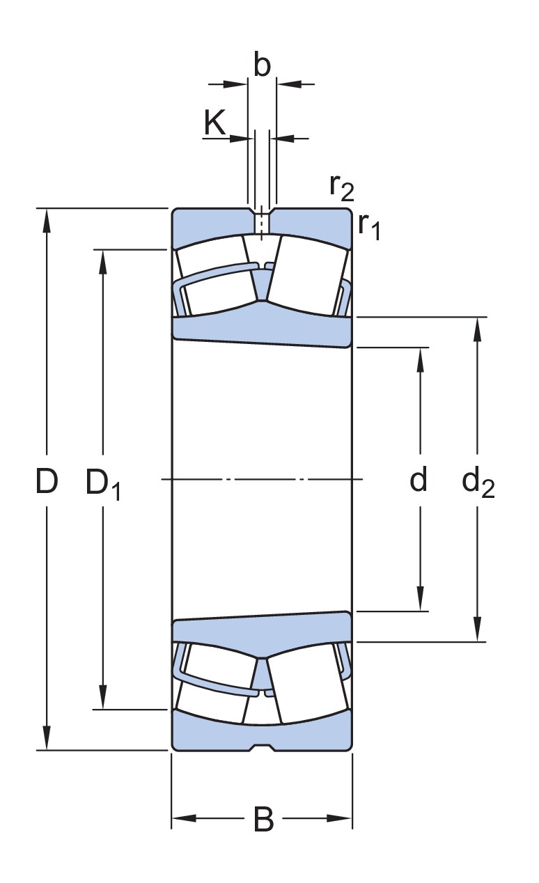 Сферический роликоподшипник с коническим отверстием и элементами для повторного смазывания
