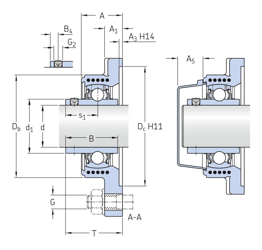 Фланцевый шарикоподшипниковый узел с композитным или литым металлическим корпусом
