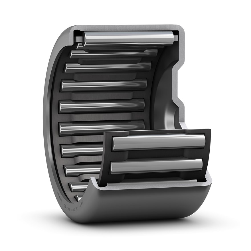 Игольчатый роликоподшипник со штампованным наружным кольцом и закрытым торцом