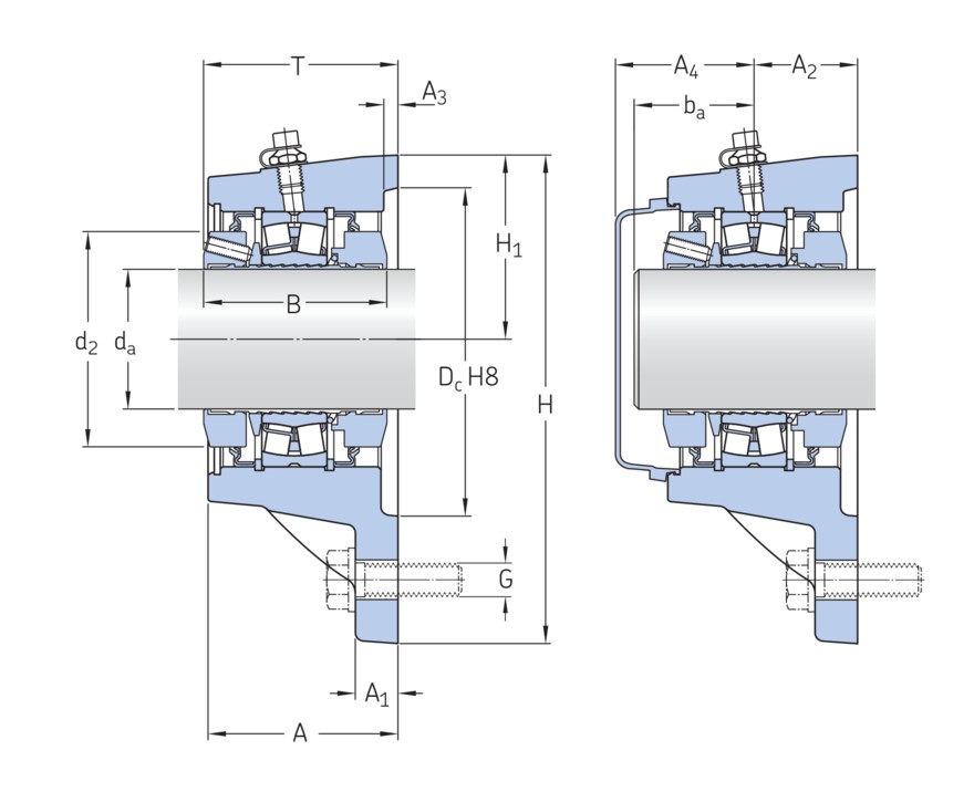 Фланцевый роликоподшипниковый узел с литым корпусом