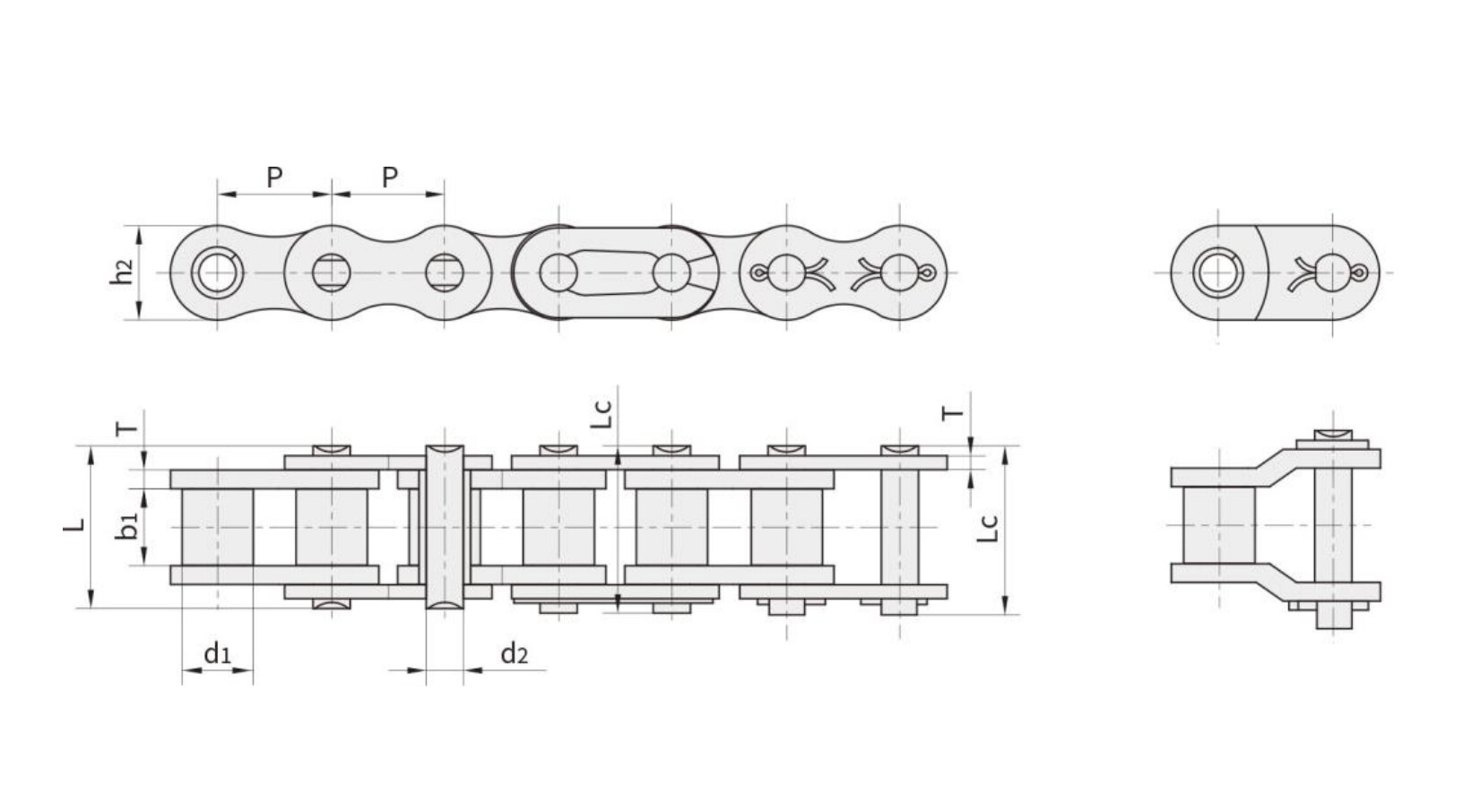 Прецизионная однорядная роликовая цепь 06B-1 (Серия B)