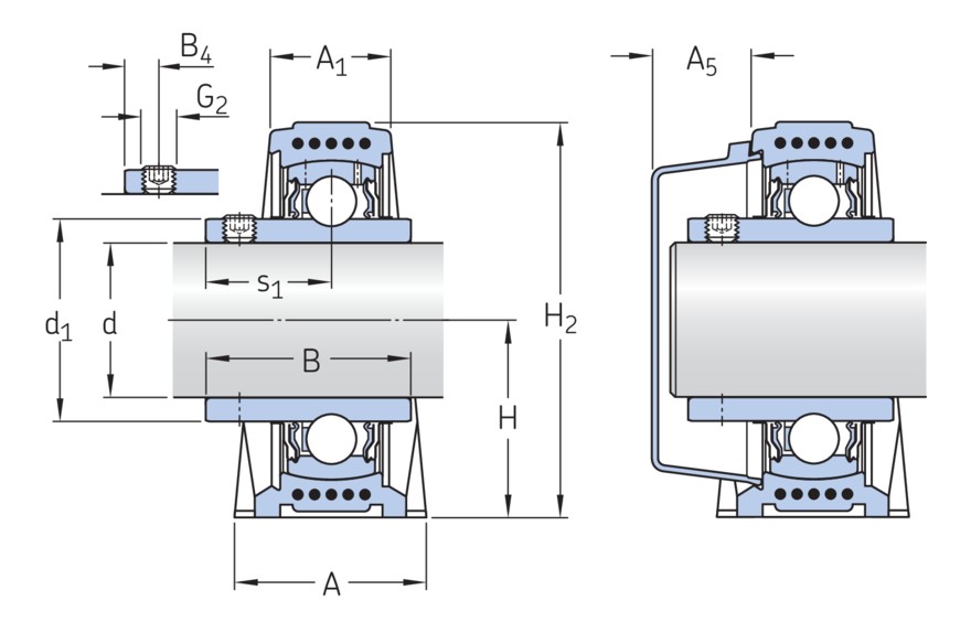 Стационарный шарикоподшипниковый узел с широким внутренним кольцом и фиксацией с помощью установочных винтов, композит, стандарты ISO