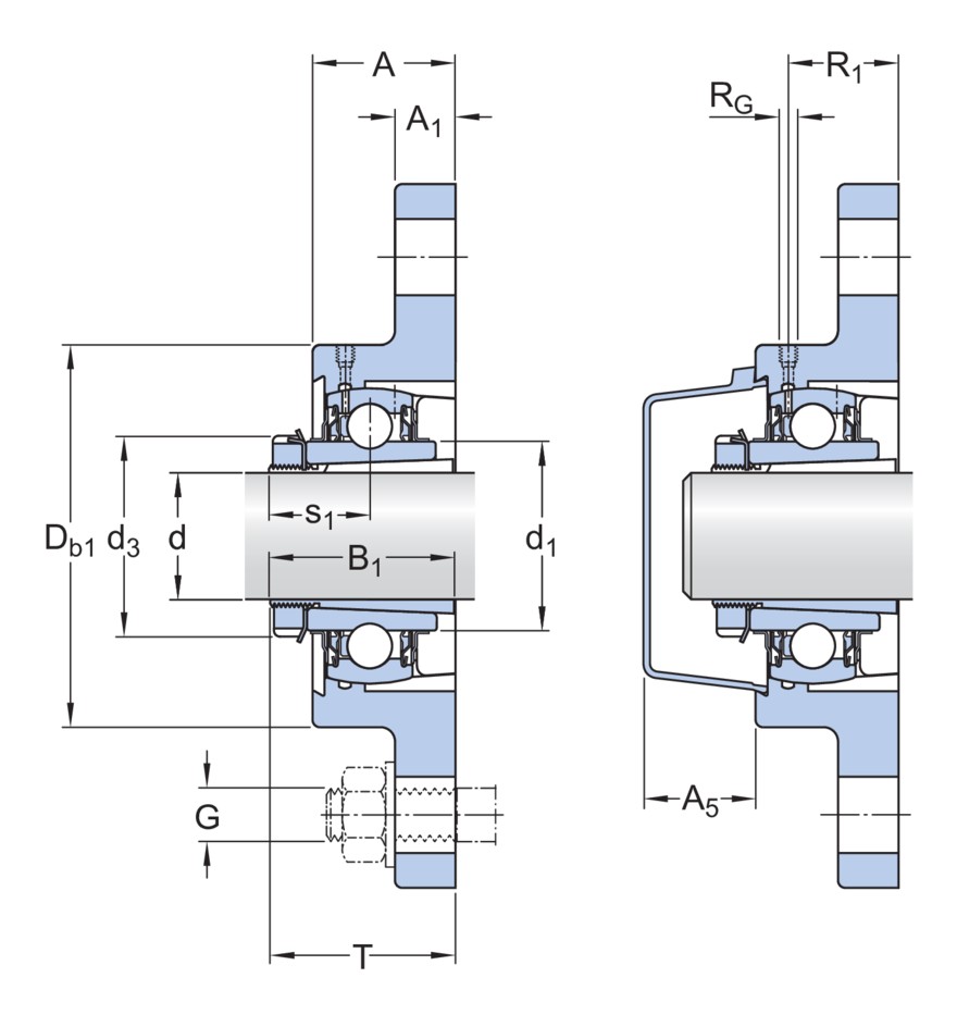 Фланцевый шарикоподшипниковый узел с композитным или литым металлическим корпусом