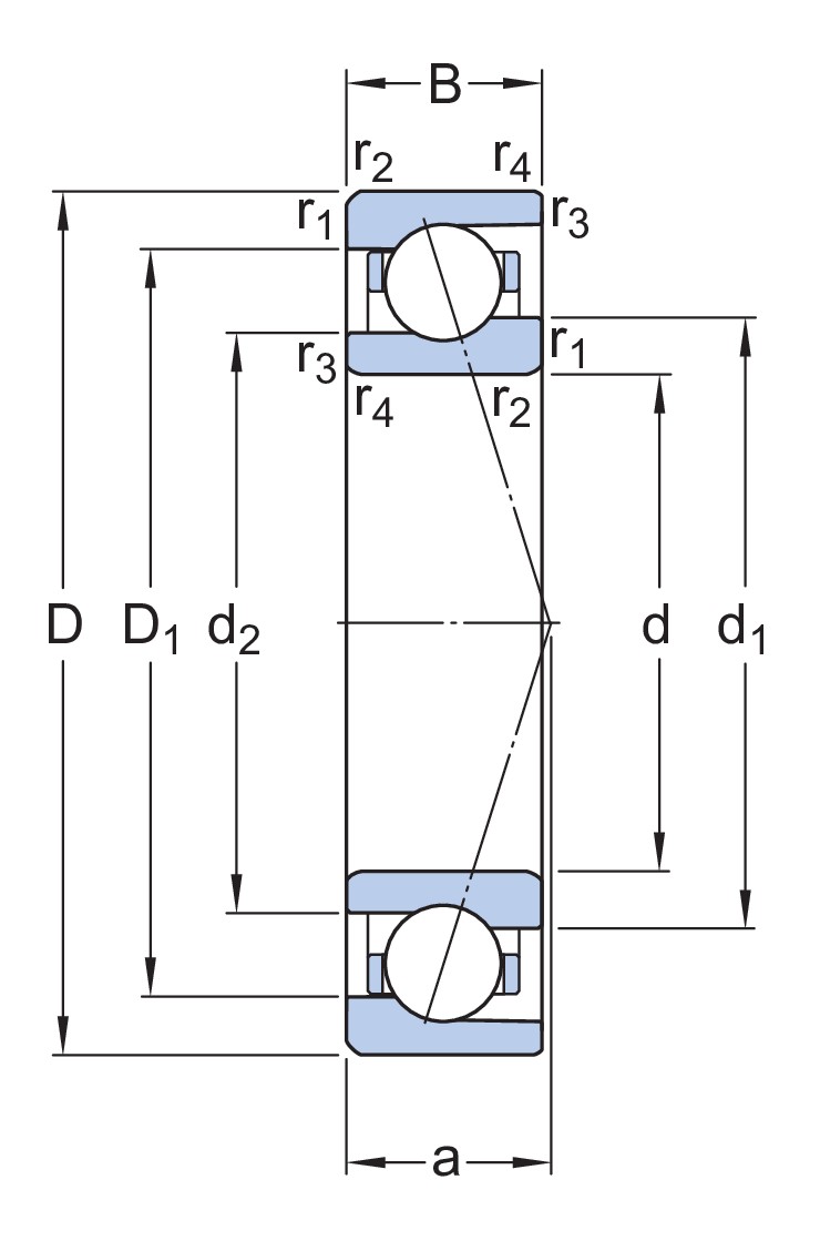 Прецизионный высокоскоростной универсальный однорядный радиально-упорный шарикоподшипник типа E