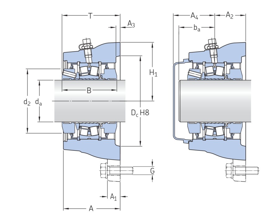 Фланцевый роликоподшипниковый узел с литым корпусом