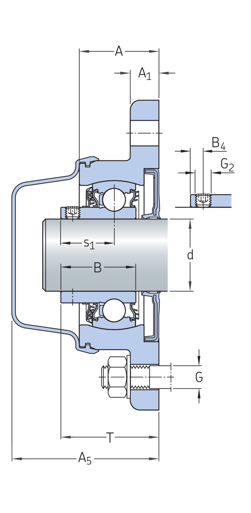 Фланцевый шарикоподшипниковый узел с композитным или литым металлическим корпусом