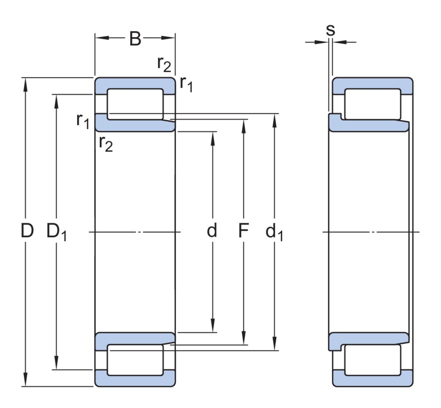 Однорядный бессепараторный цилиндрический роликоподшипник типа NJG