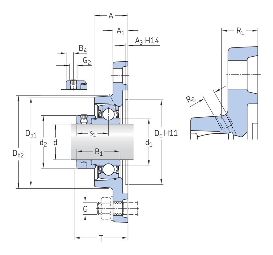 Шарикоподшипниковый узел с овальным фланцем, с узким внутренним кольцом и с эксцентриковой фиксацией, чугун, стандарты ISO