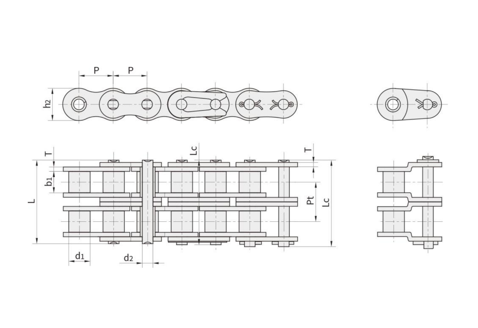 Прецизионная двухрядная роликовая цепь 40A-2 (Серия А)