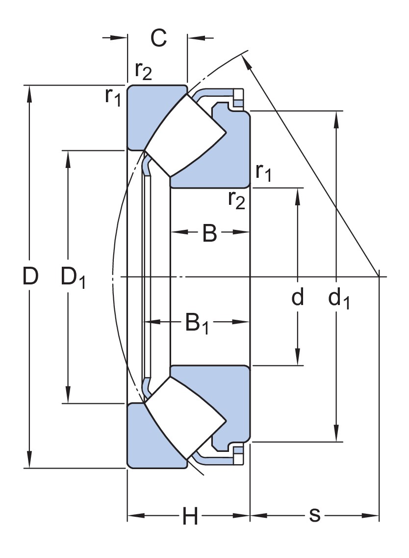 Упорный сферический роликоподшипник со штампованным стальным сепаратором