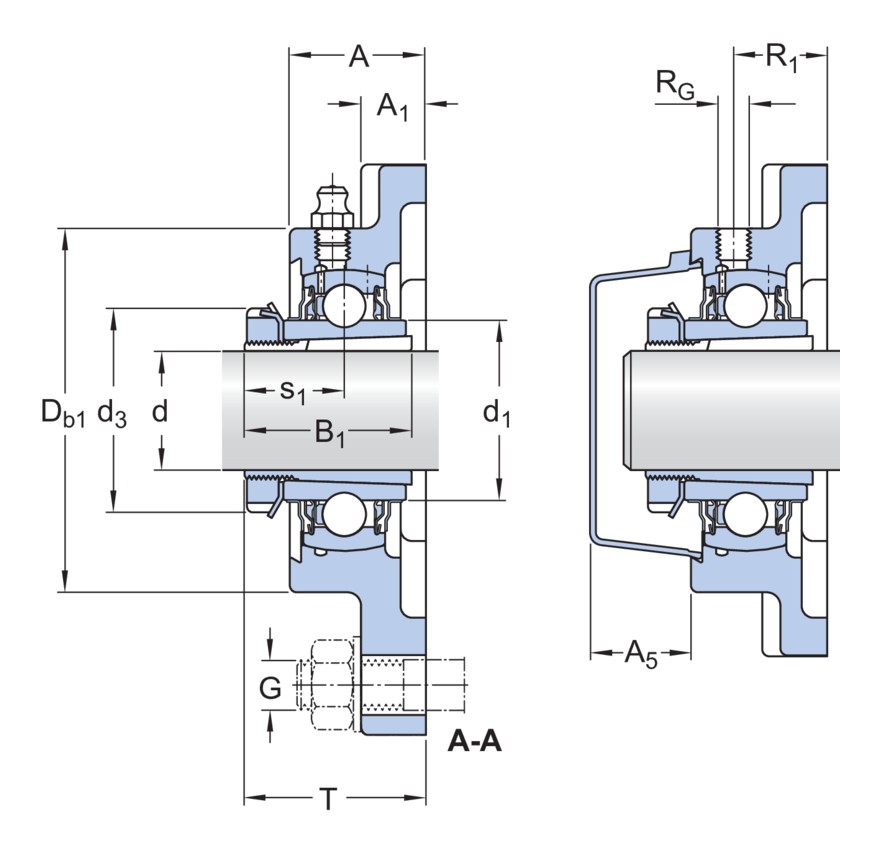 Фланцевый шарикоподшипниковый узел с композитным или литым металлическим корпусом