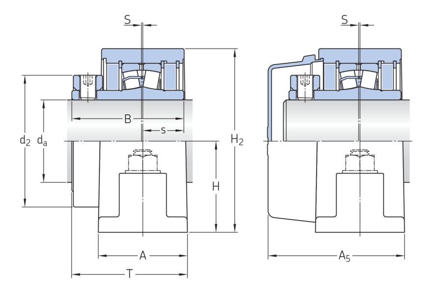 Стационарный роликоподшипниковый узел, два болта, фиксация с помощью установочных винтов