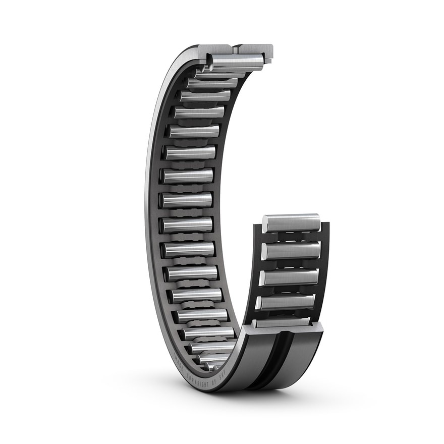 Однорядный игольчатый роликоподшипник с механически обработанными кольцами, с бортами, без внутреннего кольца