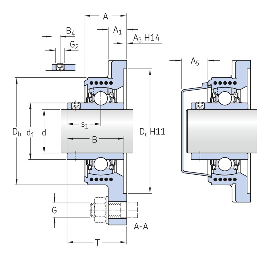 Фланцевый шарикоподшипниковый узел с композитным или литым металлическим корпусом