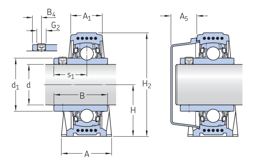 Стационарный шарикоподшипниковый узел с широким внутренним кольцом и фиксацией с помощью установочных винтов, композит, стандарты ISO