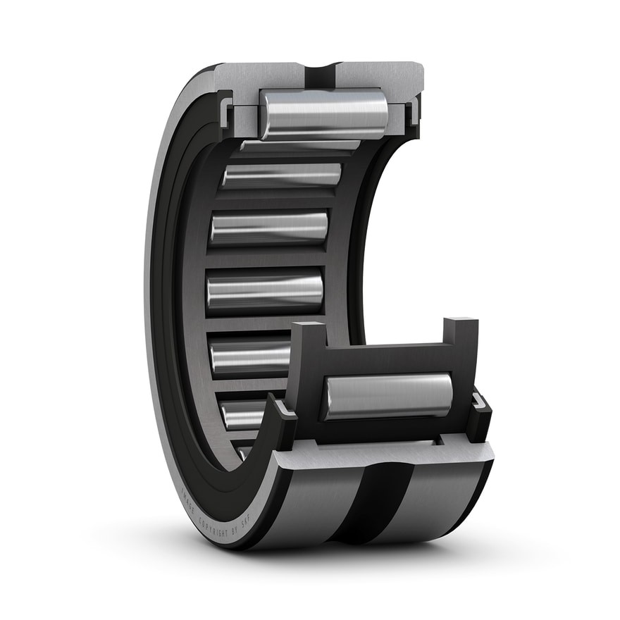 Однорядный игольчатый роликоподшипник с механически обработанными кольцами, с бортами и встроенным уплотнением, без внутреннего кольца