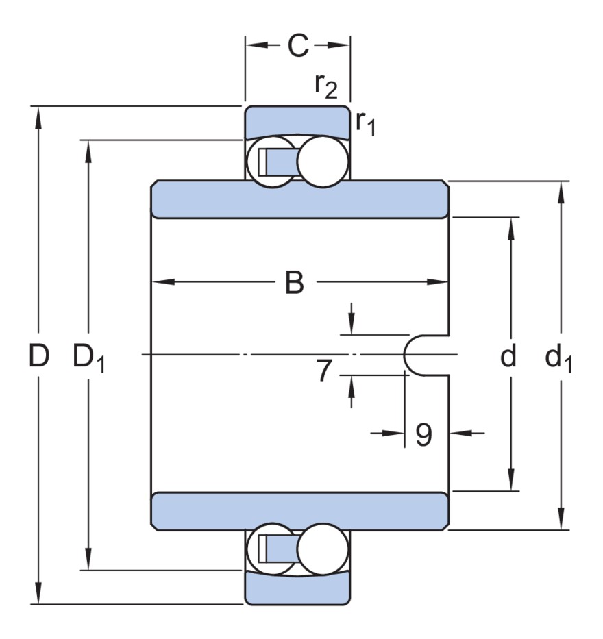 Самоустанавливающийся шарикоподшипник с широким внутренним кольцом