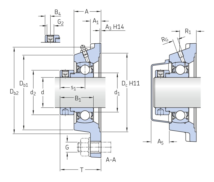 Шарикоподшипниковый узел с квадратным фланцем, с узким внутренним кольцом и с эксцентриковой фиксацией, чугун, стандарты ISO