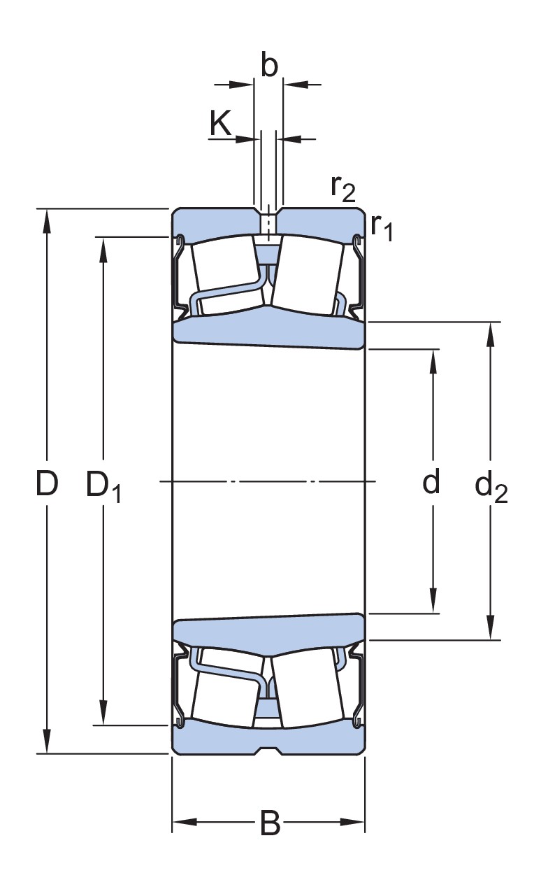 Сферический роликоподшипник с коническим отверстием, встроенным уплотнением и элементами для повторного смазывания