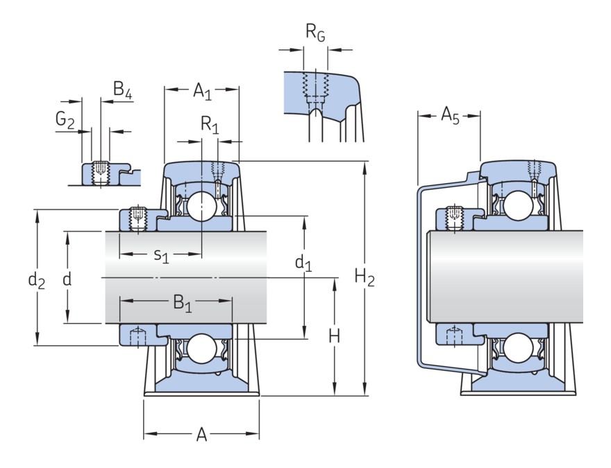 Стационарный шарикоподшипниковый узел с узким внутренним кольцом и с эксцентриковым стопорным кольцом, чугун, стандарты ISO