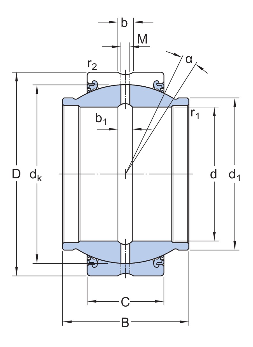 Радиальный сферический подшипник скольжения класса SKF Explorer, смазан на весь срок службы, с уплотнениями, метрические размеры
