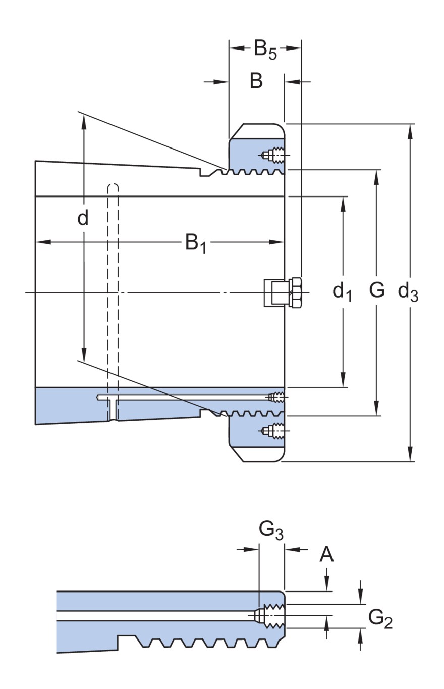 Закрепительная втулка для метода гидрораспора со стопорной гайкой HM и стопорным бугелем MS, метрические размеры