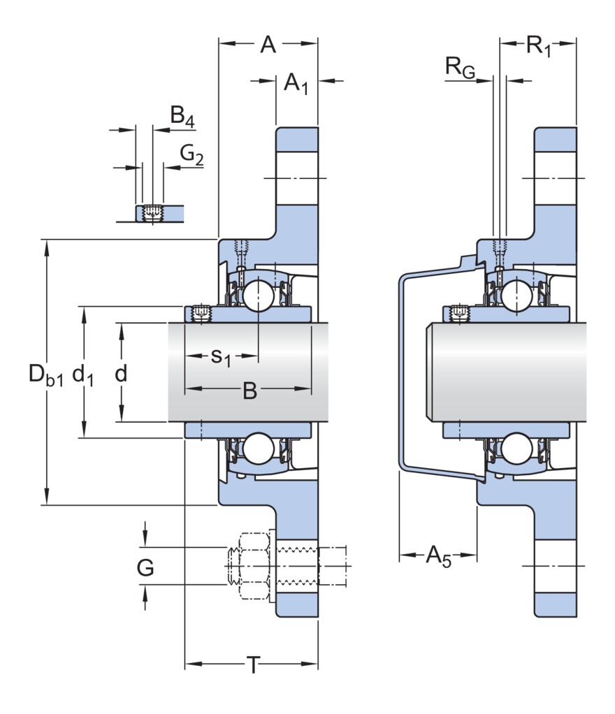 Фланцевый шарикоподшипниковый узел с композитным или литым металлическим корпусом