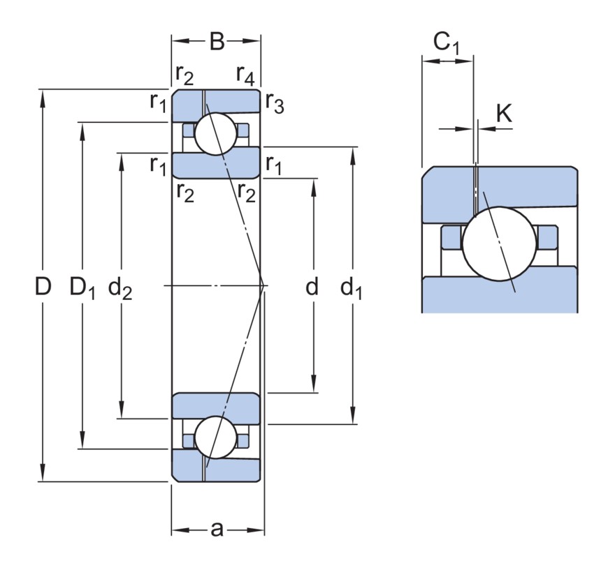 Однорядный радиально-упорный шарикоподшипник
