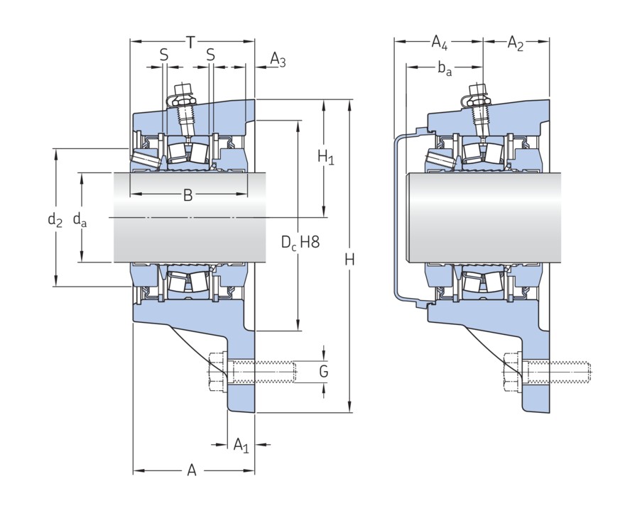 Фланцевый роликоподшипниковый узел с литым корпусом