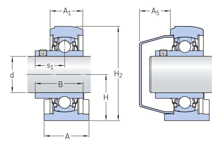 Стационарный шарикоподшипниковый узел с коротким основанием с широким внутренним кольцом и фиксацией с помощью установочных винтов, композит