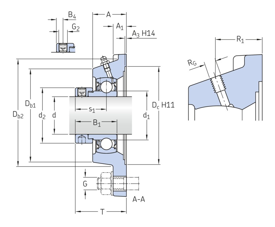 Шарикоподшипниковый узел с квадратным фланцем, с узким внутренним кольцом и с эксцентриковой фиксацией, чугун, стандарты ISO