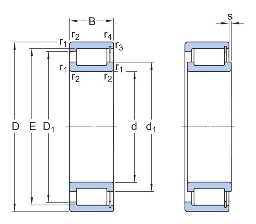 Однорядный бессепараторный цилиндрический роликоподшипник типа NCF