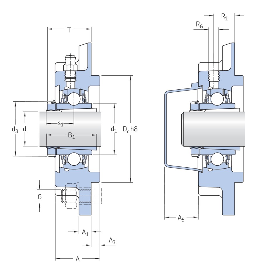 Фланцевый шарикоподшипниковый узел с композитным или литым металлическим корпусом