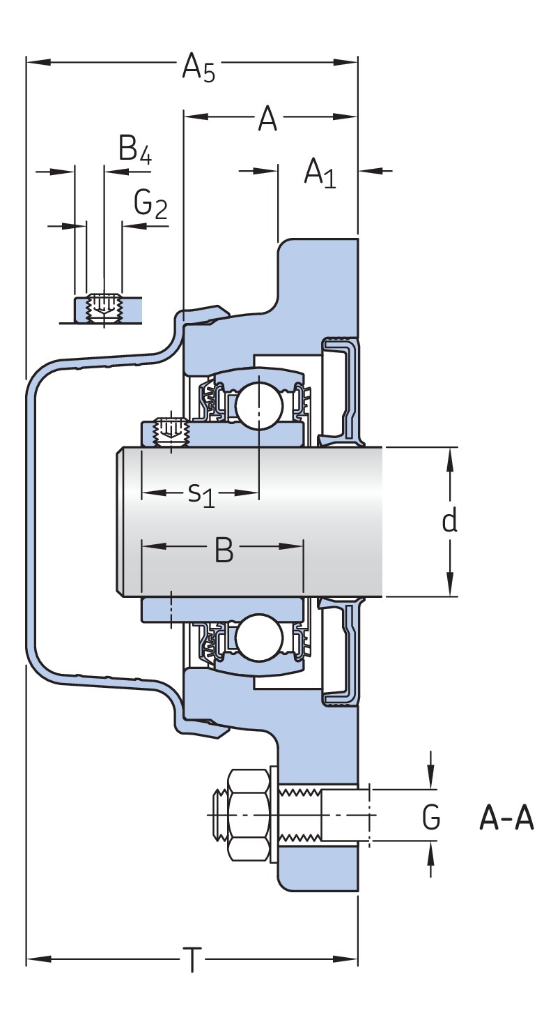 Фланцевый шарикоподшипниковый узел с композитным или литым металлическим корпусом