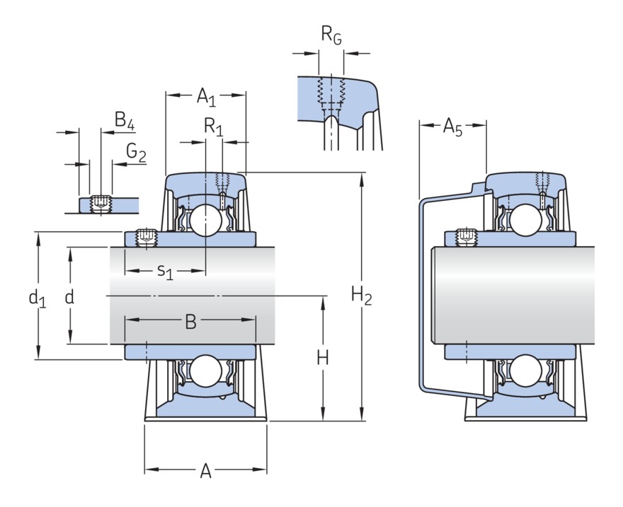 Стационарный шарикоподшипниковый узел с широким внутренним кольцом и фиксацией с помощью установочных винтов, чугун, стандарты ISO
