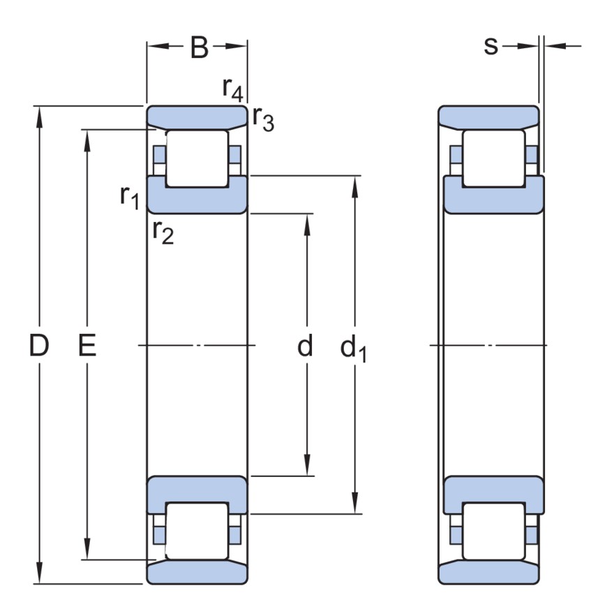 Однорядные цилиндрические роликоподшипники типа N