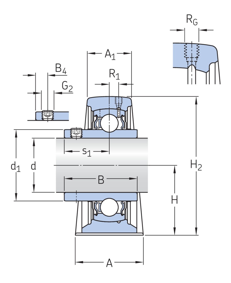 Стационарный шарикоподшипниковый узел с широким внутренним кольцом и фиксацией с помощью установочных винтов, чугун, японские стандарты