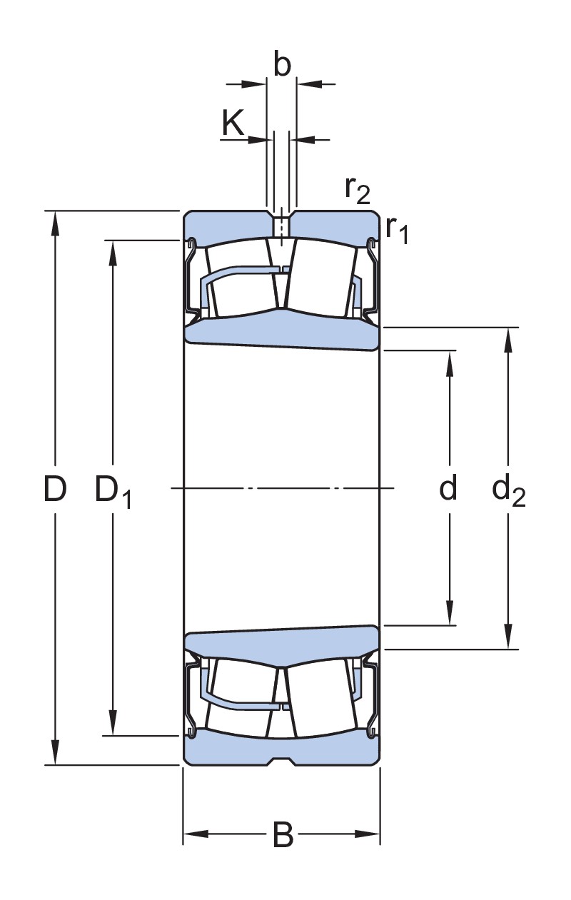 Сферический роликоподшипник с коническим отверстием, встроенным уплотнением и элементами для повторного смазывания
