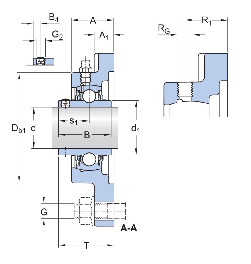 Шарикоподшипниковый узел с квадратным фланцем, фиксация с помощью установочных винтов, чугун, стандарты JIS