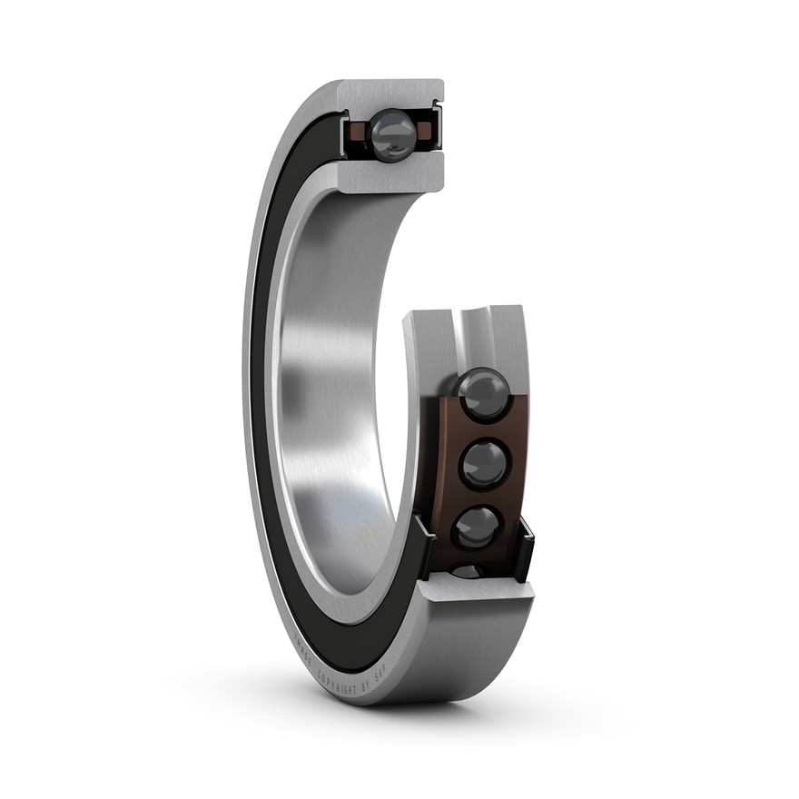 Прецизионный высокоскоростной универсальный однорядный радиально-упорный шарикоподшипник типа E с бесконтактными уплотнениями с обеих сторон