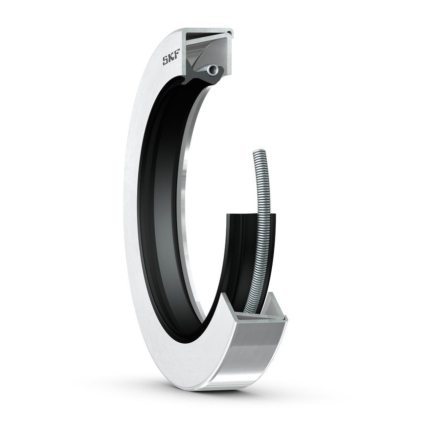 Манжетное уплотнение с двойным металлическим корпусом, кромкой SKF Wave и вспомогательной бесконтактной кромкой, для жидкой или пластичной смазки, метрические и дюймовые размеры