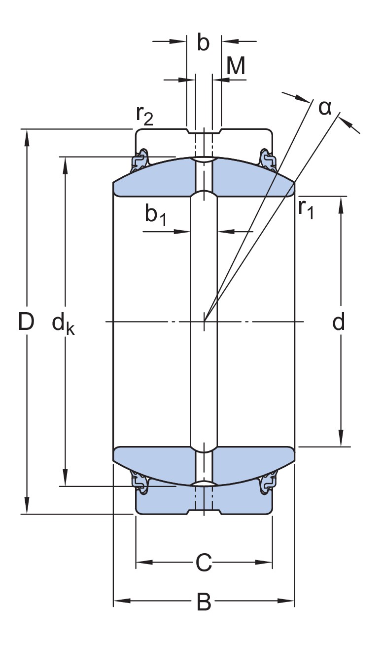 Радиальный сферический подшипник скольжения, требует техобслуживания, метрические размеры
